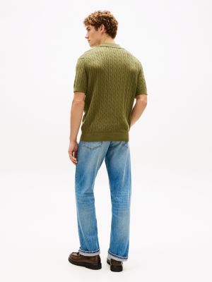トップス Tightbooth STRIPE KNIT POLO OLIVE XL STRIPE KNIT OPEN POLO - TIGHTBOOTH® タイトブース オフィシャル