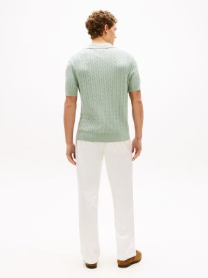 Short-Sleeve Cable Knit Sweater Polo | Tommy Hilfiger