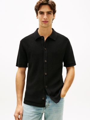 Lightweight Knit Sweater Polo, Black