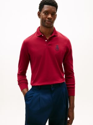 Embroidered Crest Logo Interlock Polo, Rouge