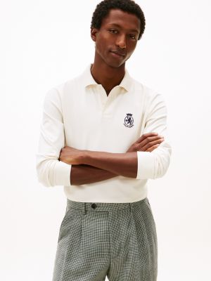 Embroidered Crest Logo Interlock Polo, Ivory Petal