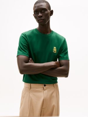 Smooth Cotton Interlock Crest T-Shirt, Ornamental Green