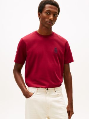 Smooth Cotton Interlock Crest T-Shirt, Rouge