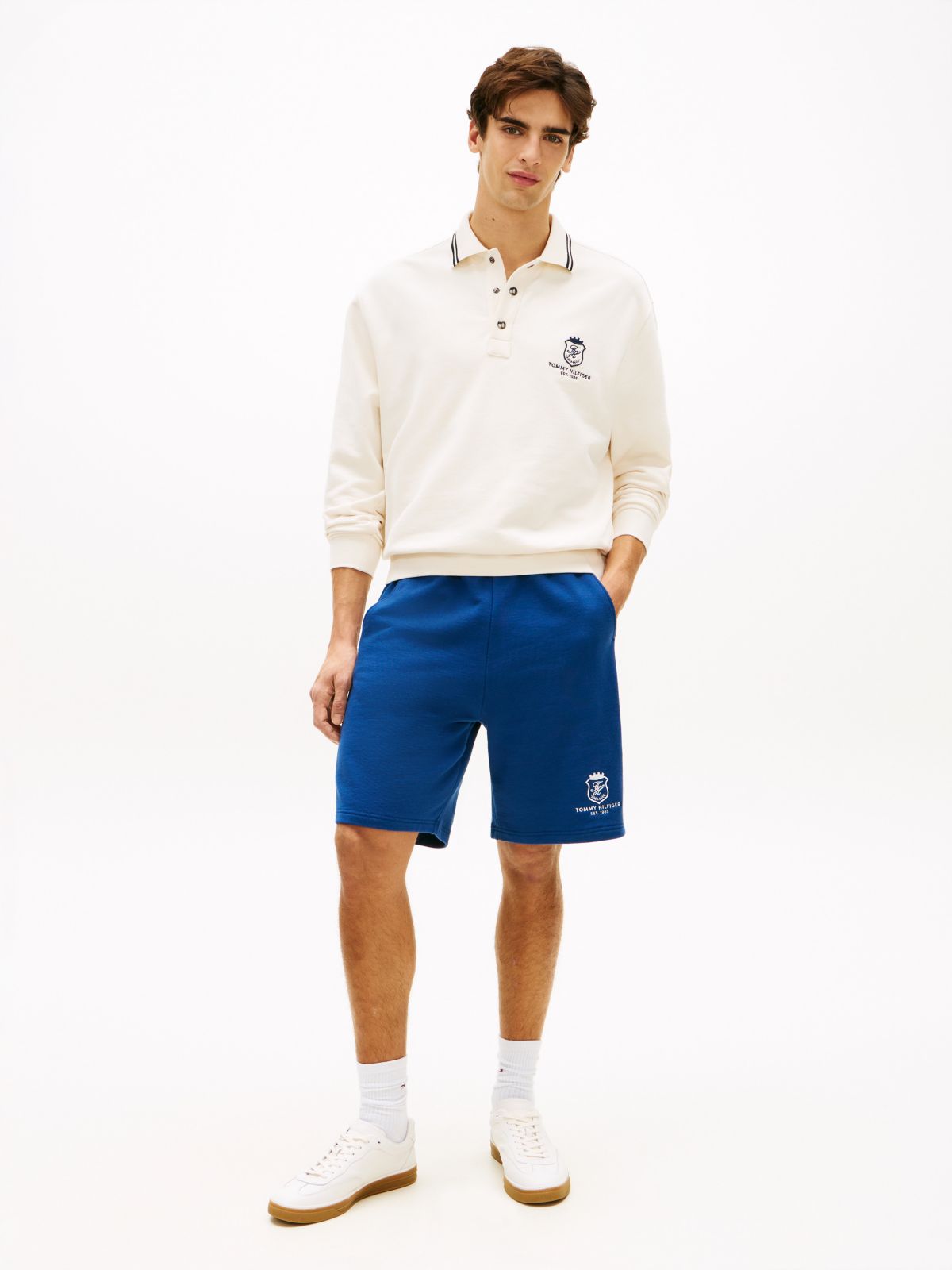Monogram Crest Terry Sweatshort — Blue