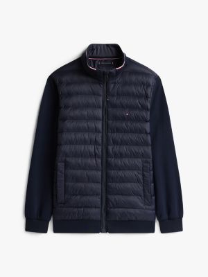 Mixed Media Intechno Knit Zip Sweatshirt, Navy