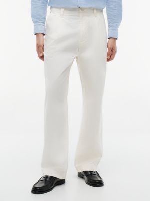Loose Fit Pleated Paper-Touch Pant, Ivory Petal