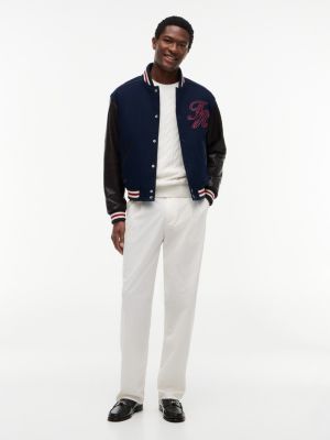 【美品】春色ネイビー　TRICK or TREAT レザージャケット　M New York Label Mixed Media Jacket | Tommy Hilfiger