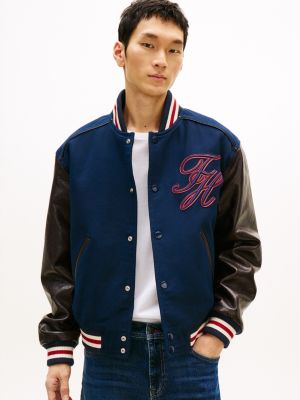 New York Label Mixed Media Jacket, Carbon Navy