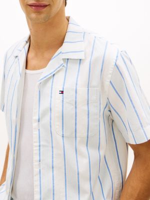 Мужские рубашки Tommy Hilfiger Regular Fit Striped Dobby Camp Shirt — фото 2