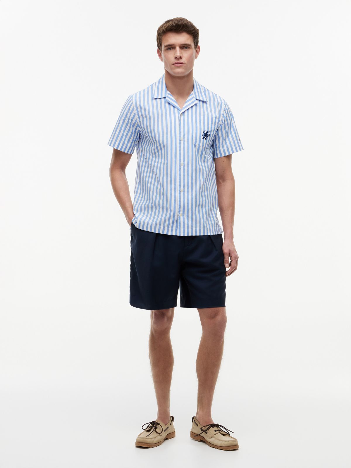 Striped Paper-Touch Camp Shirt — Blue Spell Stripe