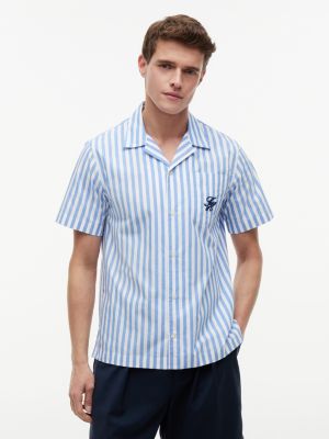Striped Paper-Touch Camp Shirt, Blue Spell Stripe