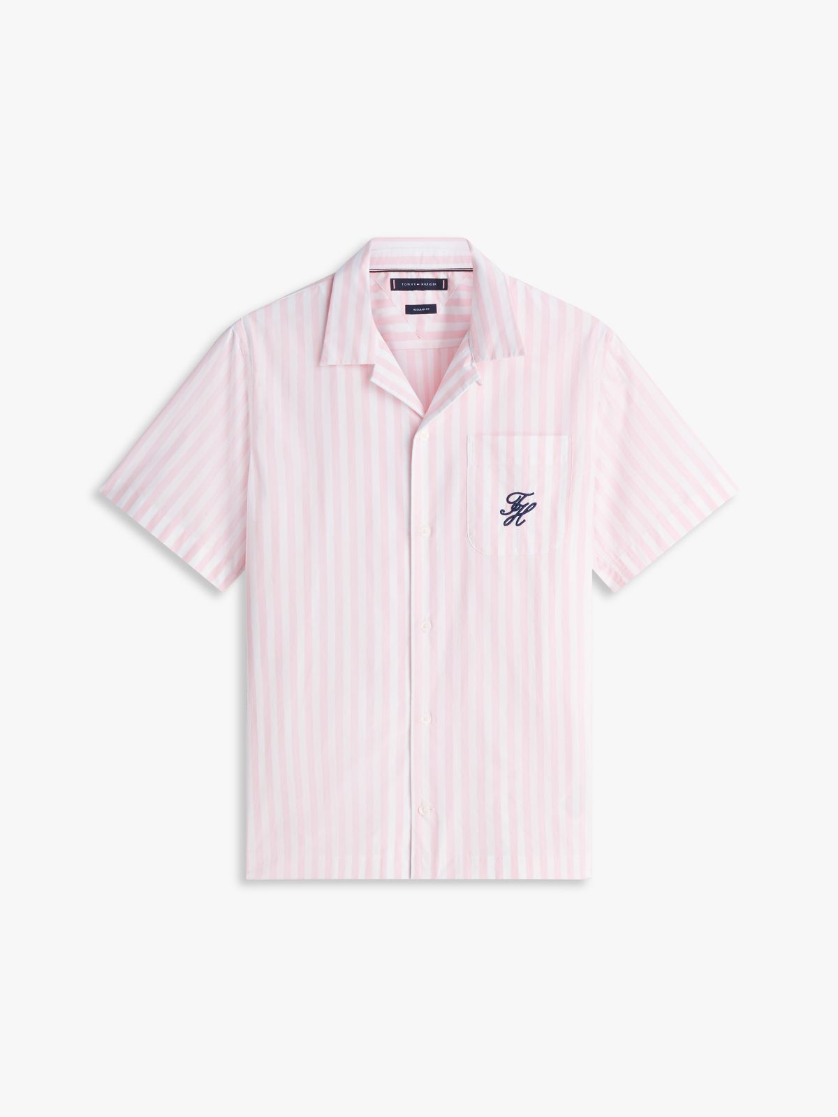 Striped Paper-Touch Camp Shirt — Classic Pink Stripe