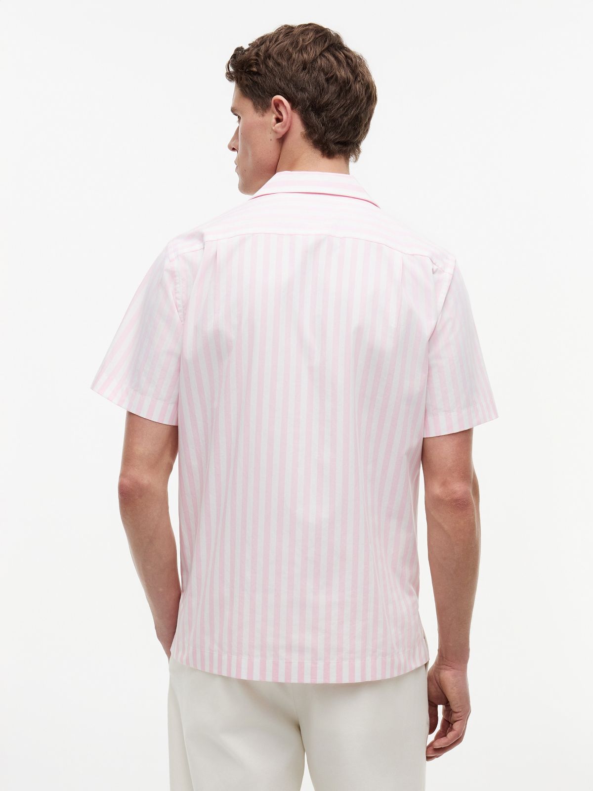 Striped Paper-Touch Camp Shirt — Classic Pink Stripe