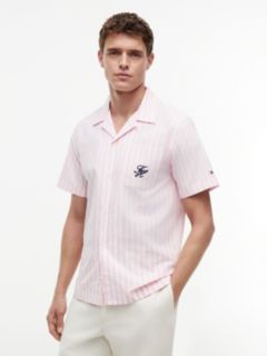 Striped Paper-Touch Camp Shirt — Classic Pink Stripe 1