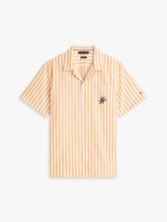Striped Paper-Touch Camp Shirt — Orange Hype/White Stripe 5