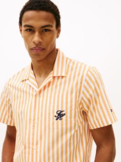 Striped Paper-Touch Camp Shirt — Orange Hype/White Stripe 2