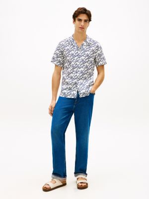 Мужские рубашки Tommy Hilfiger Allover Script Monogram Linen Camp Shirt — фото 3