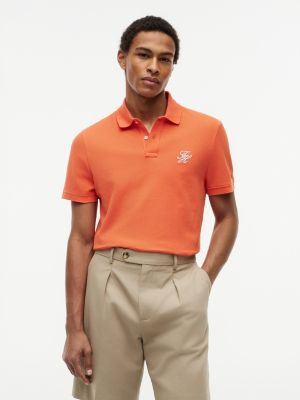 Regular Fit Script Monogram Pique Polo, Brilliant Orange