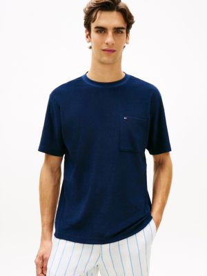 Terry Toweling Pocket T-Shirt, Navy