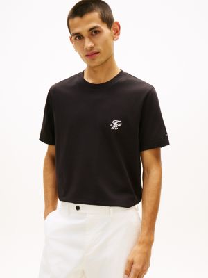 Embroidered Script Monogram T-Shirt, Black