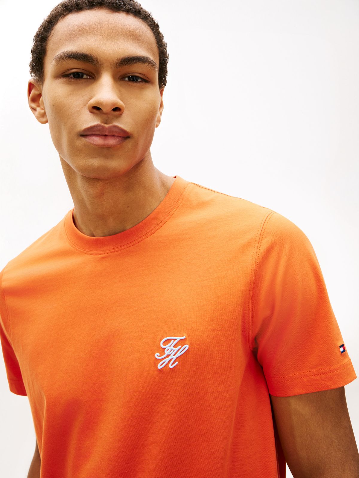 Embroidered Script Monogram T-Shirt — Brilliant Orange