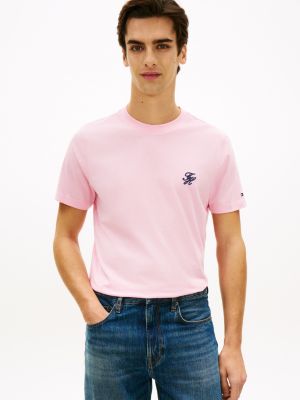 Embroidered Script Monogram T-Shirt, Classic Pink