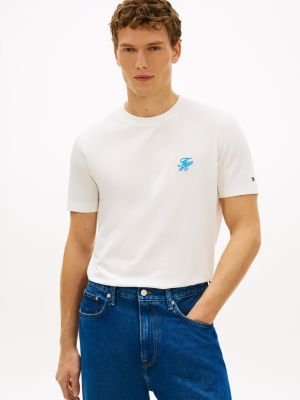 Embroidered Script Monogram T-Shirt, Ecru