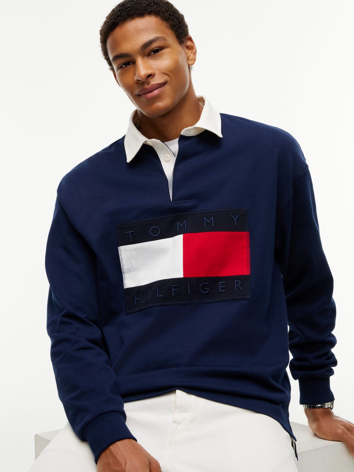 Big Flag Logo Rugby Sweatshirt — Light Navy