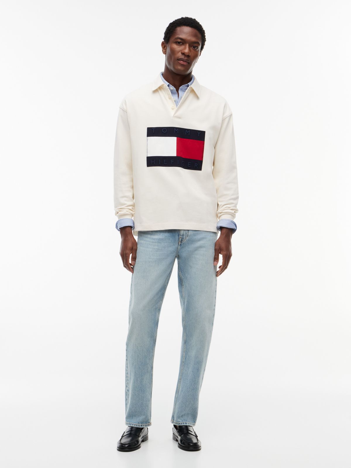 Big Flag Logo Rugby Sweatshirt — Ivory Petal
