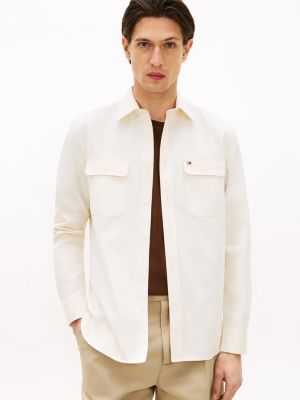 Regular Fit Brushed Twill Overshirt, Ivory Petal