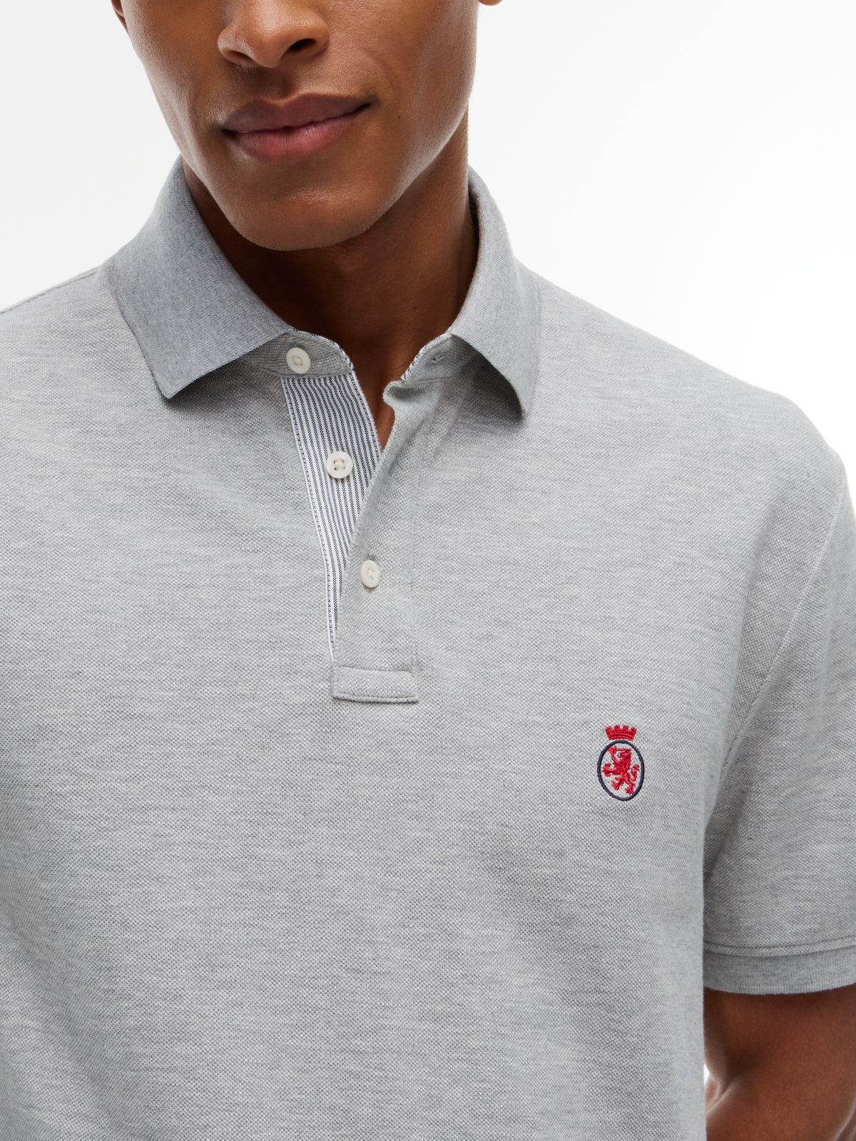 Classic Fit Crest Logo Polo — Grey Heather