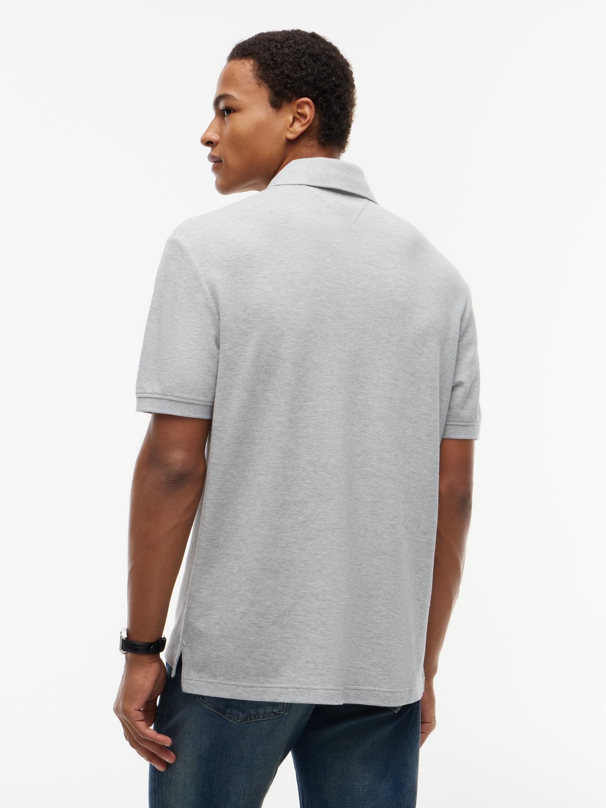 Classic Fit Crest Logo Polo — Grey Heather