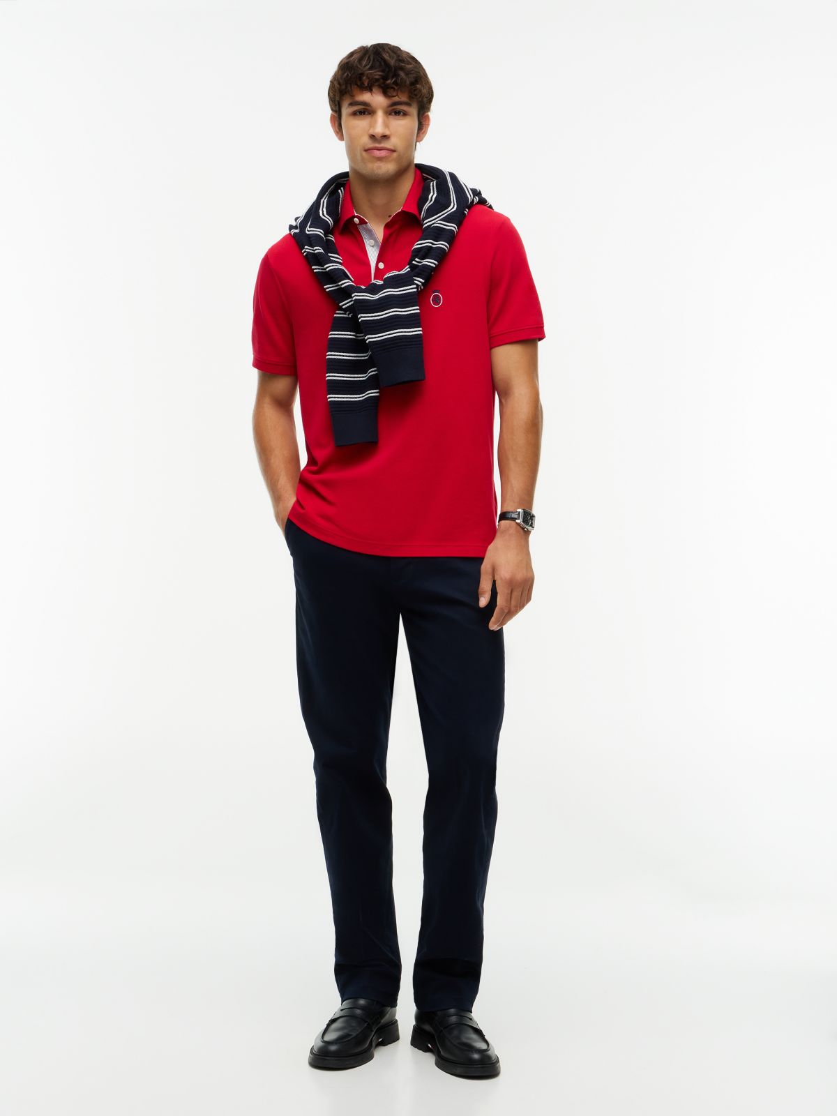 Classic Fit Crest Logo Polo — Medium Red