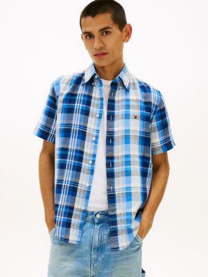 Plaid Cotton-Linen Blend Shirt