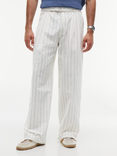 Мужские брюки Tommy Hilfiger Belted Striped Cotton-Linen Blend Pant