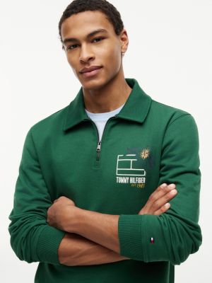 Floral Logo Quarter-Zip Polo Sweatshirt | Tommy Hilfiger