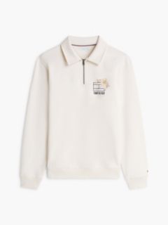 Floral Logo Quarter-Zip Polo Sweatshirt — Ivory Petal 5