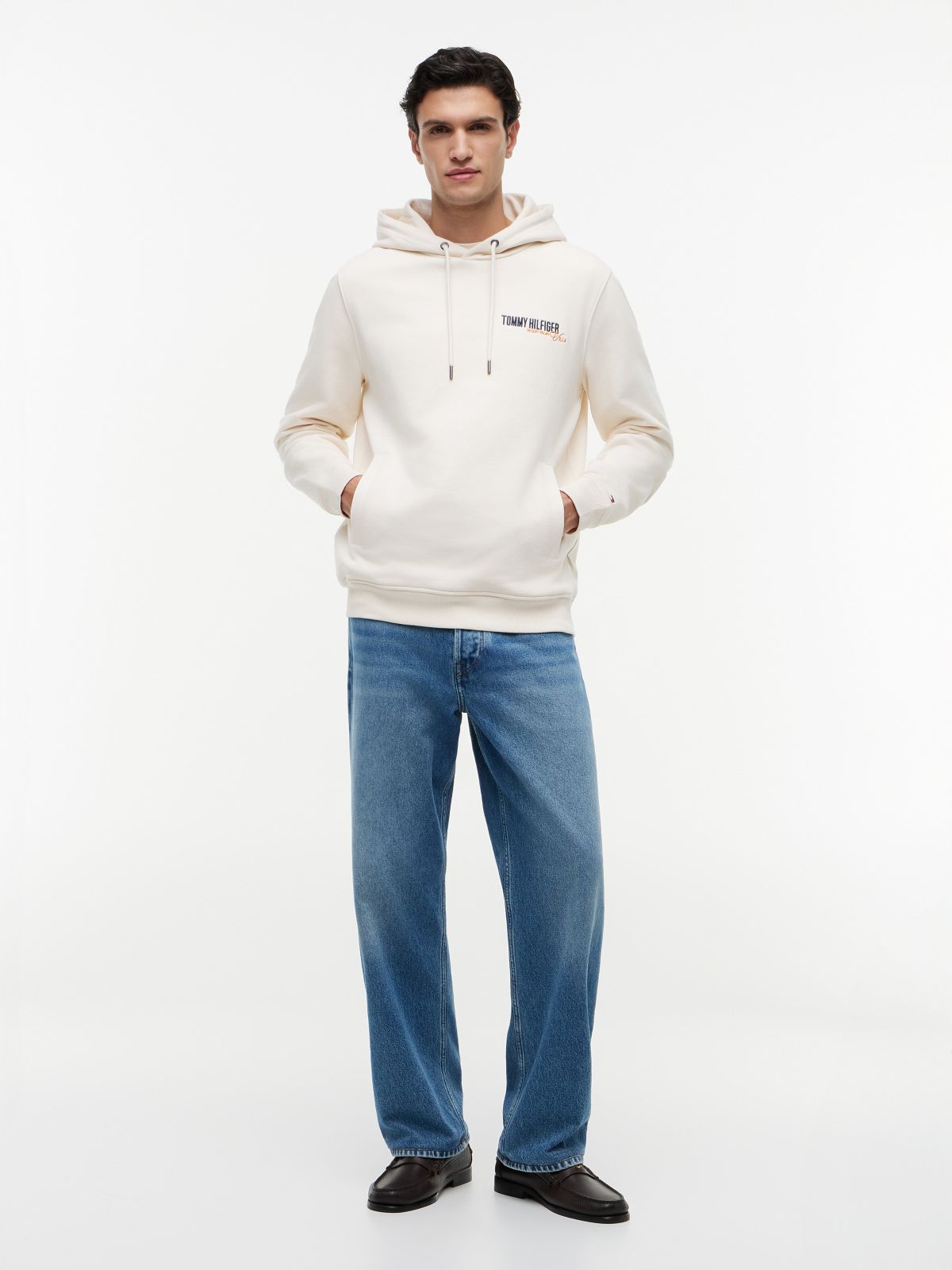Desert Palm Back Graphic Hoodie — Ivory Petal