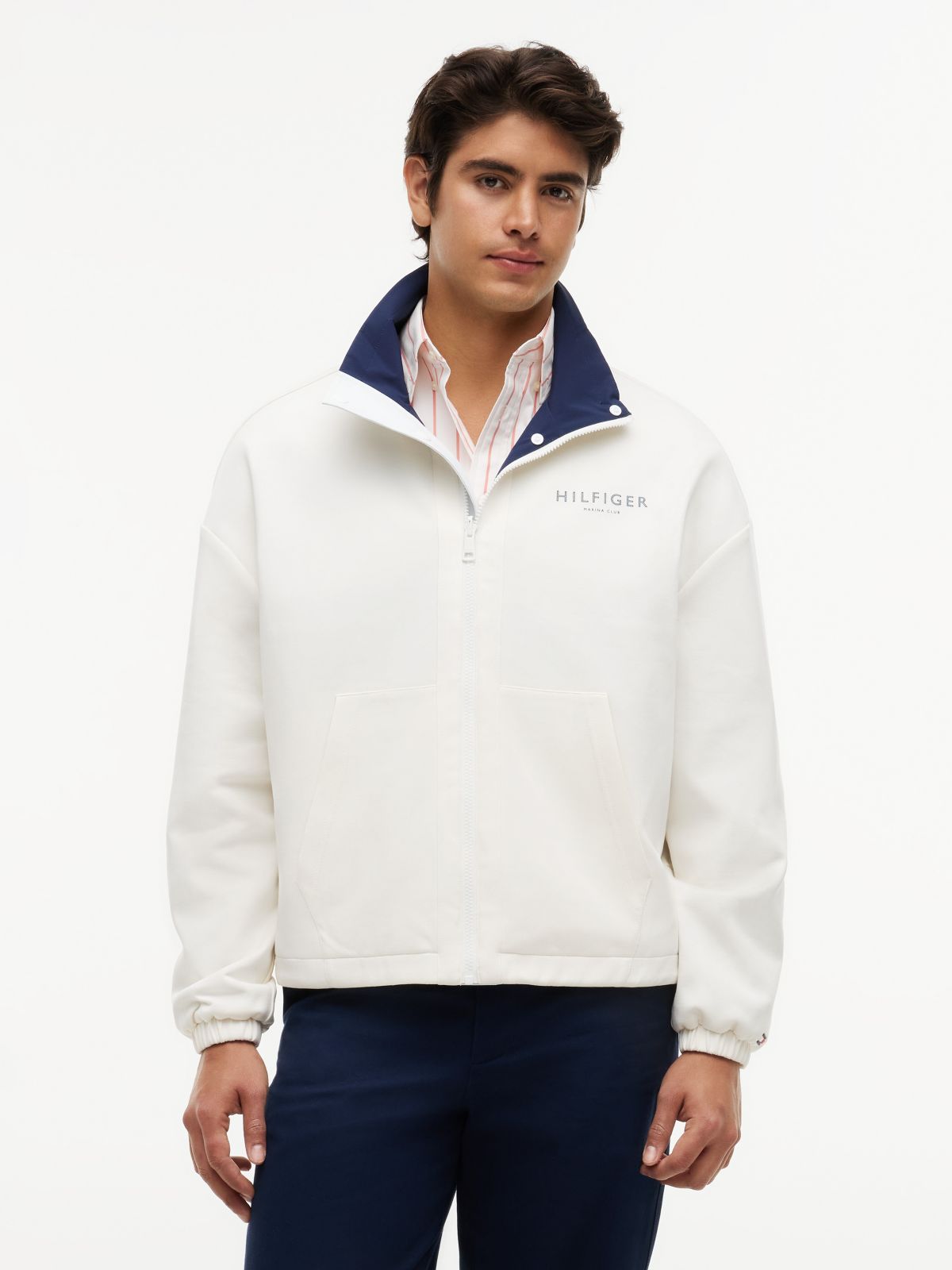 Marina Club Logo Reversible Jacket — White/Carbon Navy