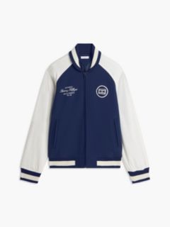 Nautical Mixed-Media Bomber Jacket — Light Navy 5