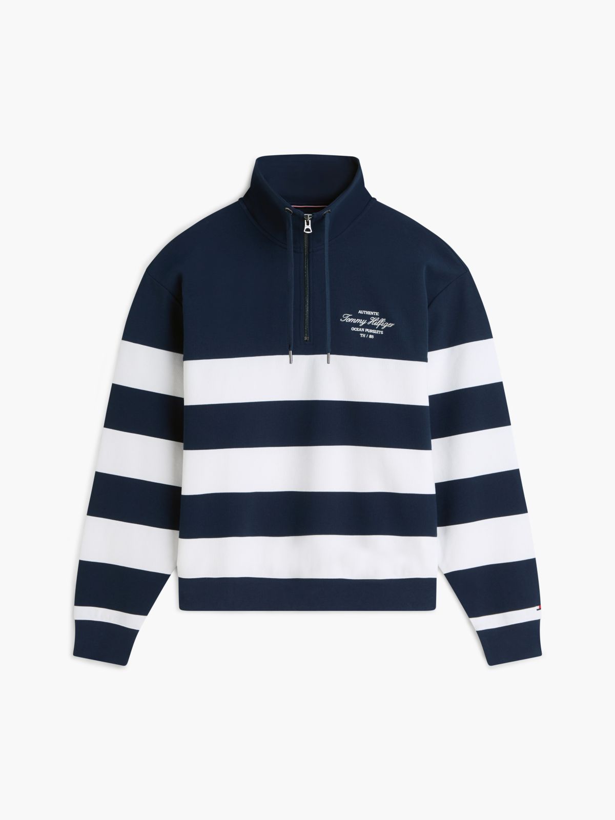 Breton Stripe Quarter-Zip Sweatshirt — Light Navy
