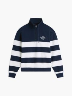 Breton Stripe Quarter-Zip Sweatshirt — Light Navy 5