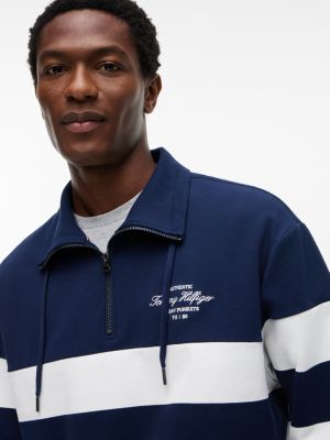 Мужские худи Tommy Hilfiger Breton Stripe Quarter-Zip Sweatshirt — фото 3