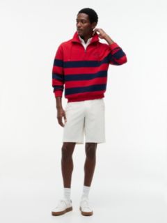 Breton Stripe Quarter-Zip Sweatshirt — Medium Red 2