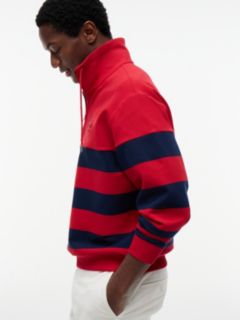 Breton Stripe Quarter-Zip Sweatshirt — Medium Red 3
