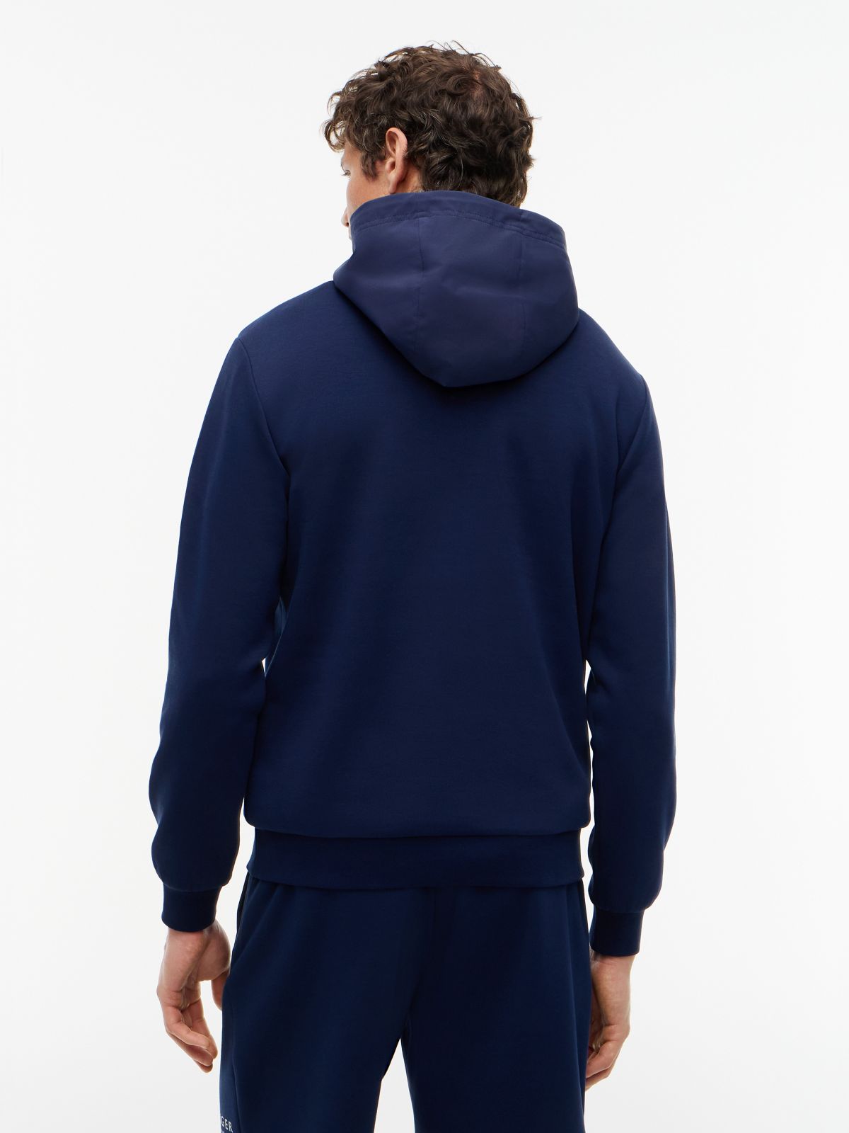 Marina Club Logo Mixed-Media Hoodie — Light Navy