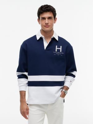 Marina Club Logo Intechno Knit Rugby, Light Navy