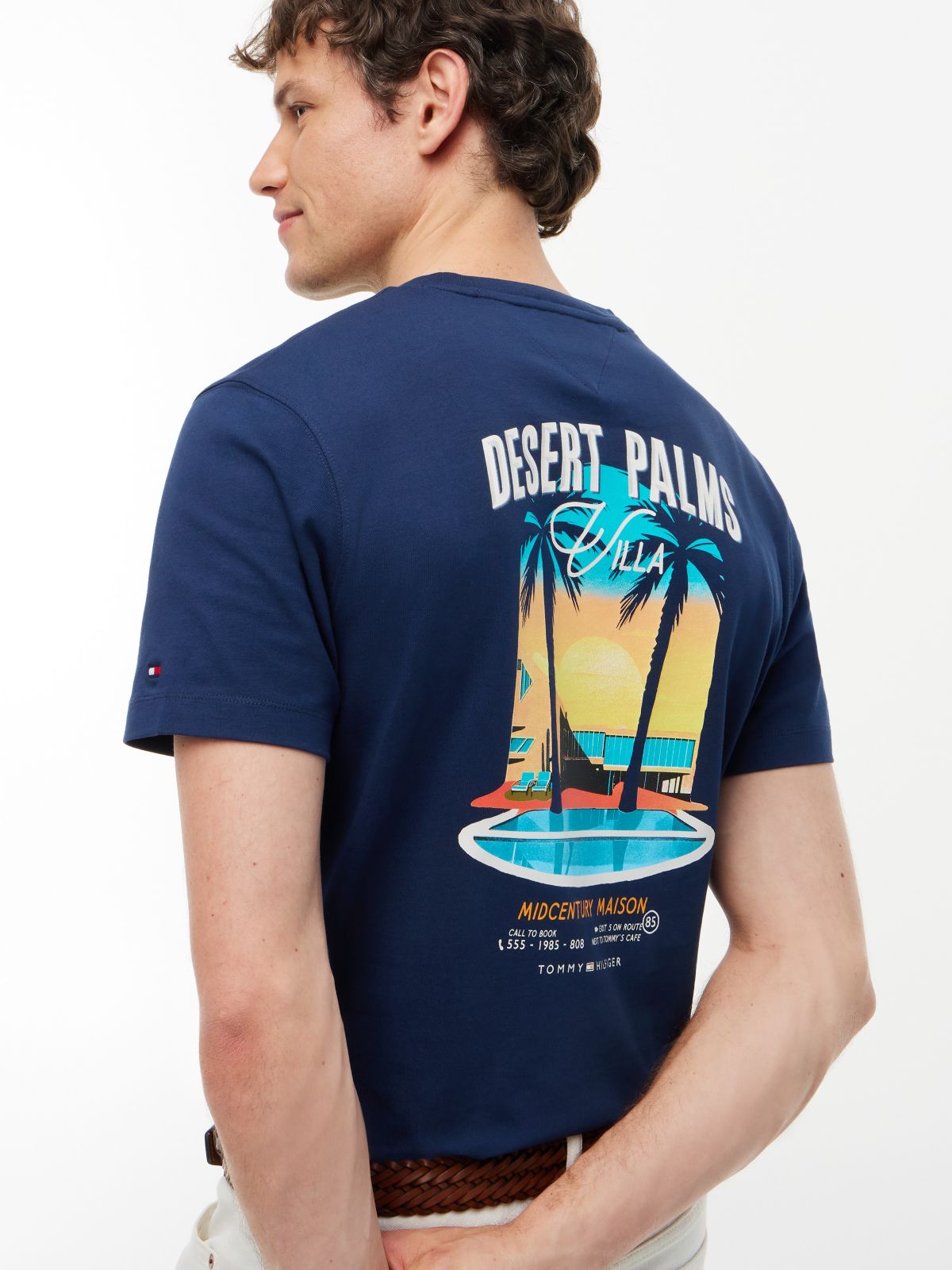 Desert Palm Back Graphic T-Shirt — Light Navy