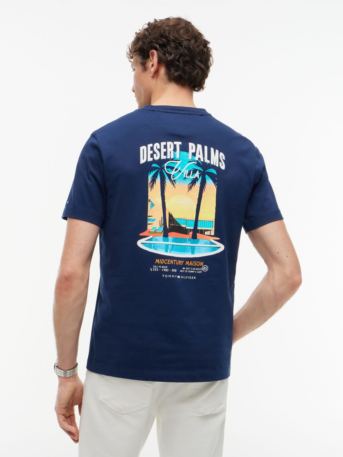 Desert Palm Back Graphic T-Shirt — Light Navy