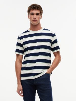 Relaxed Fit Striped Pocket T-Shirt, Ivory/Carbon Navy/Cut Grass Stripe